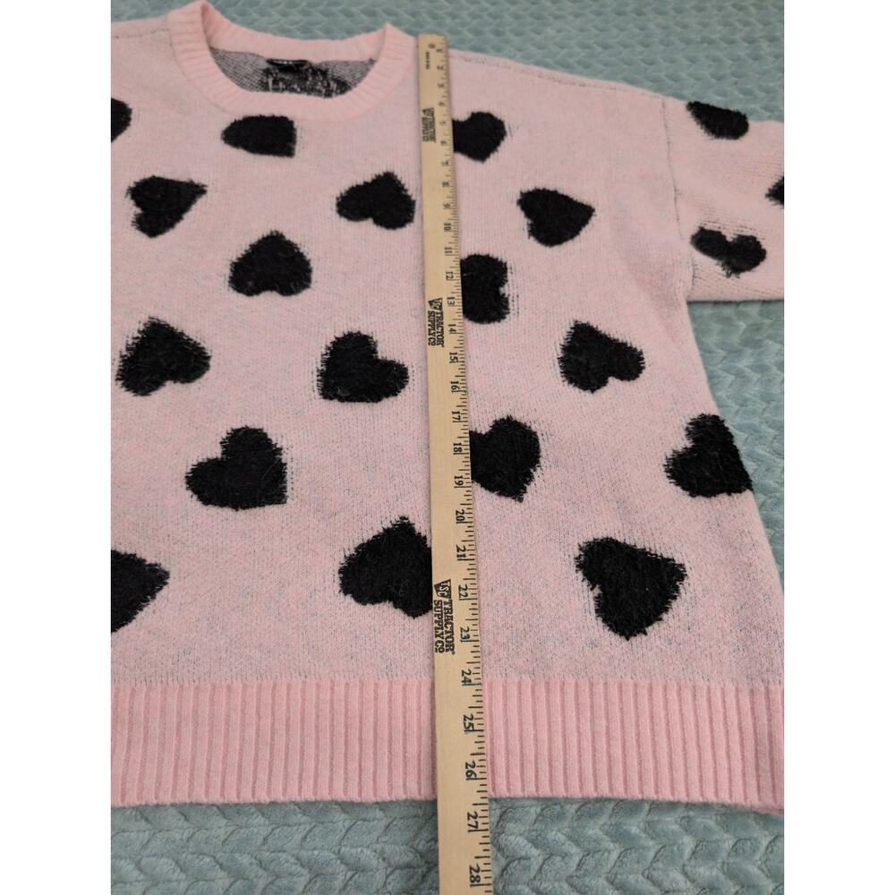 Torrid 2X Pink Sweater Black Hearts Long Sleeve Butter Cozy Soft Crew Neck - Picture 6 of 10